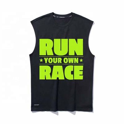 Custom Own Design Hooded Polyester/Cotton Fabric Sleeveless Vest for Running and Jogging